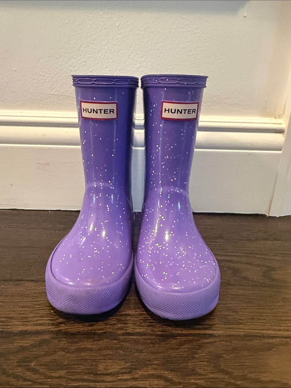 Hunter Kids Purple Glitter Rain Boots